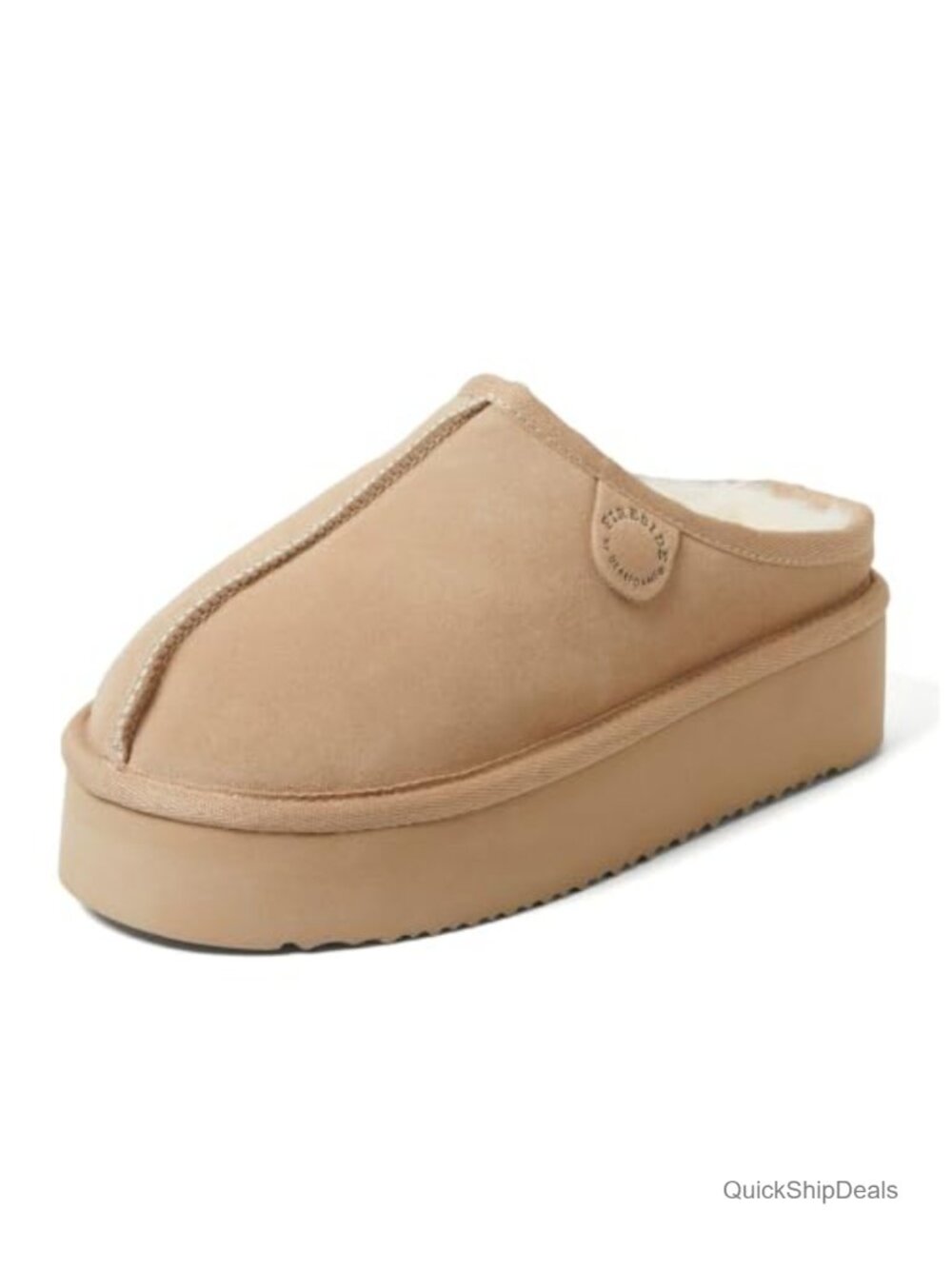 Genuine Shearling Suede Clog Slippers Memory Foam Indoor Outdoor Slip-On